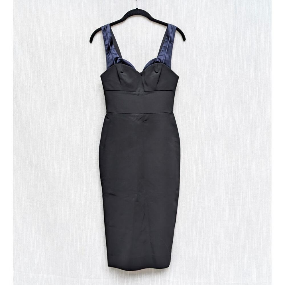 Victoria Beckham Dense Rib Trompe L'Oeil Fitted Dress Womens 4 Bodycon Midi NWT - Picture 2 of 15